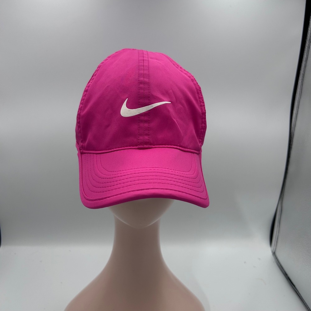Nike Featherlight Dri-FIT Running Hat Pink Adjustable Tennis Cap Swoosh Logo